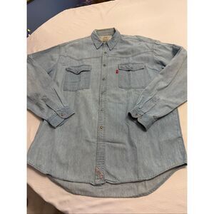 Vintage Levis Western Pearl Snap Marble Shirt Mens Large L Country Cowboy Rodeo